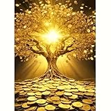Tree Diamond Painting Kits for Adults Beginners,DIY Golden Money Tree Full Drill Diamond Art Kits,5D Paint by Diamonds Dots with Gem Art for Adults,Home Wall Decor 12 X 16 Inch
