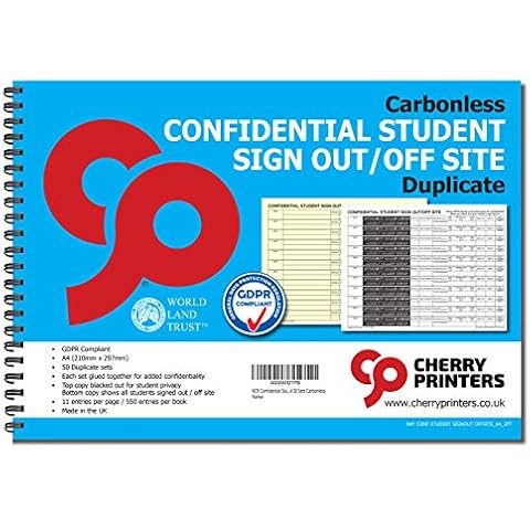 NCR Confidential Student Sign Out Book A4 Cover