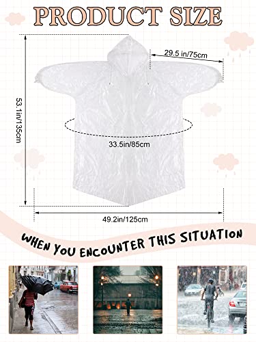 40 Pack Disposable Rain Ponchos for Adults Disposable Ponchos Pack with Drawstring Hood Elastic Sleeves Raincoat for Camping3