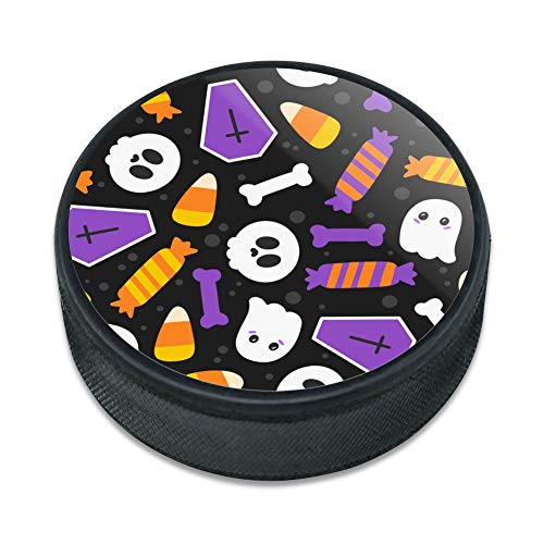 GRAPHICS & MORE Cute Halloween Candy Ghost Skull Pattern Ice Hockey Puck