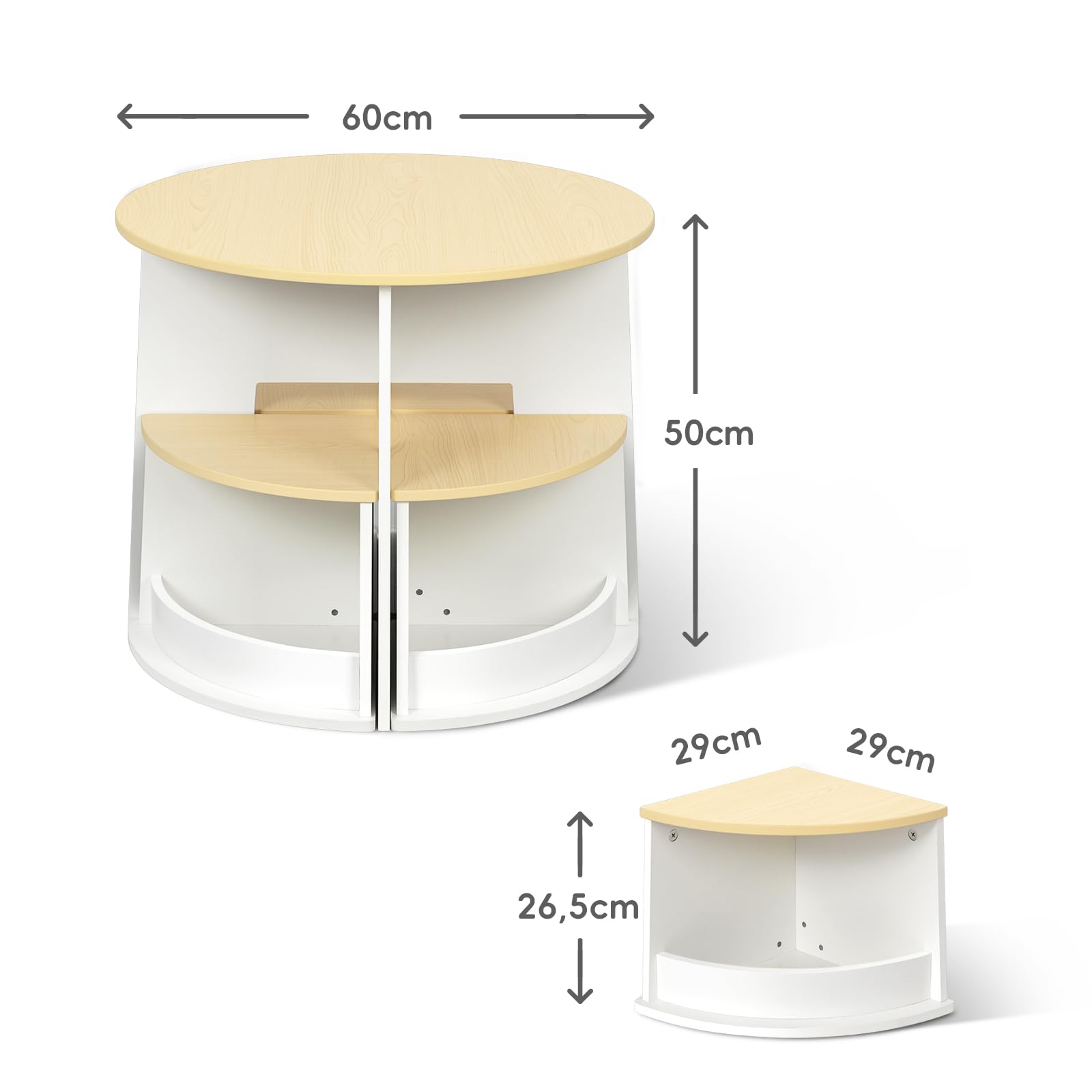 OOOK Table Enfant avec 4 Chaise, Table Ronde en Bois avec 4 tabourets à Rangement, Tables et chaises pour Enfants dédiés à l'art, l'artisanat, la Lecture et Les Jeux