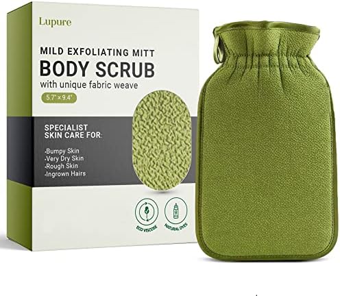 Lupure Deep Exfoliating Mitts Body Scrub for Soft Skin - Exfoliating Glove & Skin Cleanser Lift Away Dead Skin, Great for Spray Tan Removal or Keratosis Pilaris
