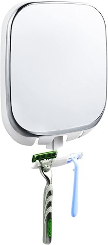Miniatura 1 de TAILI Espejo de ducha antiempañamiento, espejo de afeitado sin niebla para ducha con soporte de maquinilla de afeitar sin perforación y extraíble,