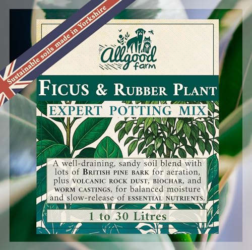 Allgood Farm Ficus & Rubber Plant Soil - Expert Potting Mix for Weeping Fig, Fiddle Leaf, Banyan Fig, Ficus Benjamina, Ficus Elastica(15 Litres)