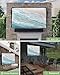 Summer Beach Outdoor TV Cover 52 to 55 Inches Weatherproof & Waterproof, Ocean Coastal Outdoor TV Enclosure with Remote Control Pocket, Seaside Nautical Aqua Beige TV Screen Protectors for Outside TV