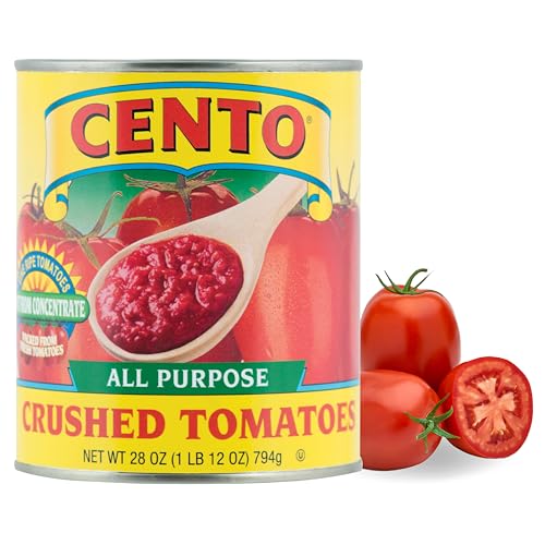 Cento All Purpose Crushed Tomatoes, 28 Oz, Canned Crushed Red, Ripe Tomatoes, Not from Concentrate, Grown and Processed in Italy - BPA Free, Non-GMO, Gluten-Free