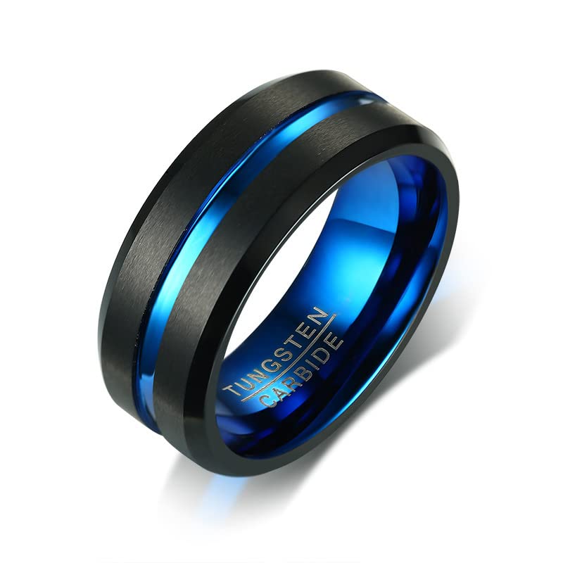 Asma Jewel House black colour 100% pure tungsten steel with blue channels wedding ring for men (Black) (B0BT1Y9WTJ) Amazon Price History, Amazon Price Tracker