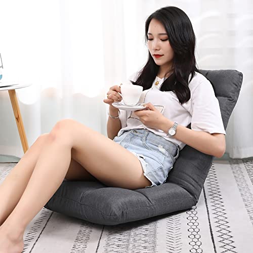 FLOGUOOR Chaise Paresseuse, Chaise Japonaise 14 Angles Réglable, Fauteuil Sol pour Yoga, Maison, Chaise de Sol Grey (8812) Cover
