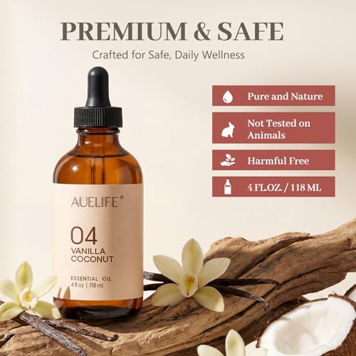 Image of Vanilla Coconut Essential Oil for Diffusers & Candle Making, 118ml (4 fl oz) Large Bottle, Long Lasting Scent Oil for Home Fragrance, Soaps, DIY & Aromatherapy
