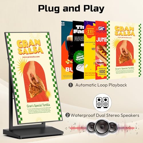 Image of 43 Inch Indoor Digital Signage Kiosk, Portable Digital Signage Display, LCD Advertising Screen, App Remote Control, Adjustable Angle