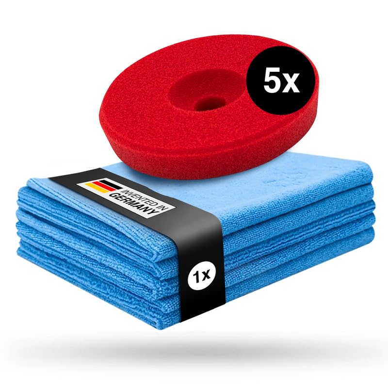 Liquid Elements Centriforce V2 Polierpads 150mm +5 Tücher, Rot, 5 Stück