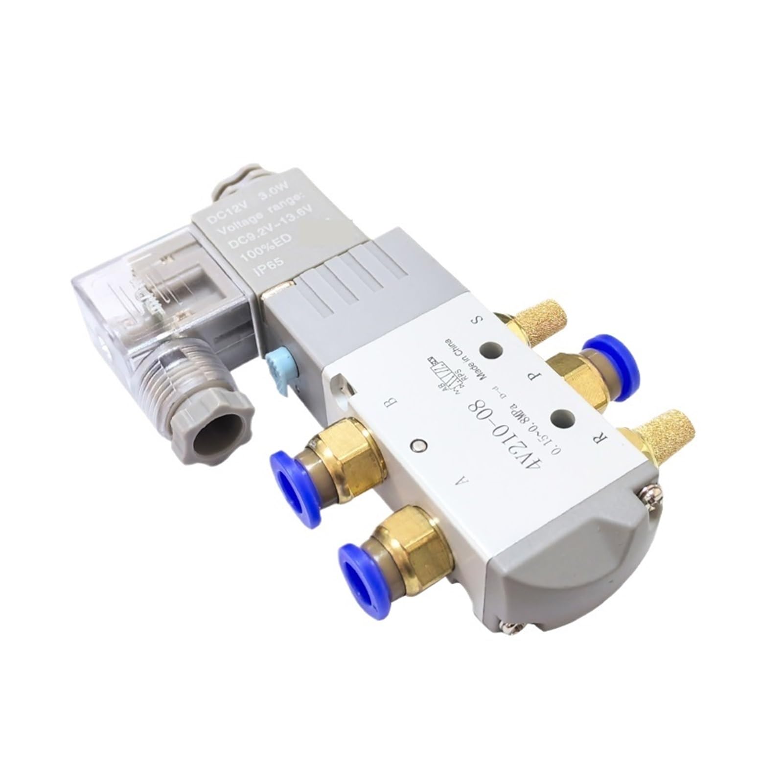 Elektryczny pneumatyczny zawór elektromagnetyczny 4V210-08 Magnetyczny zawór powietrzny z 5-pozycyjną i 2-pozycyjną regulacją pozycji 12V 24V 220V 4mm-12mm Złączki do węży(4V210-08, AC110)