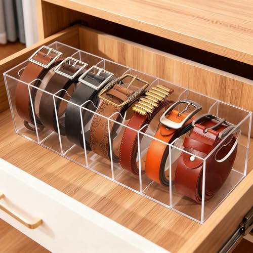 Meaocer Belt Organizer - 7 Compartment Acrylic Belt Display Case for Closet Ties and Bow Ties by Meaocer - Image 7