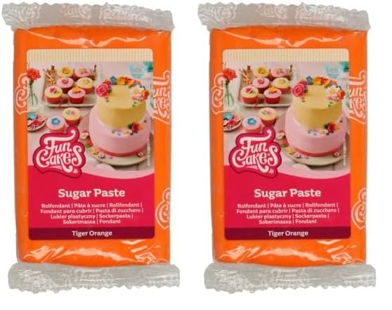 FunCakes Pasta De Azúcar Anaranjado Tigre 250 G (Paquete de 2)