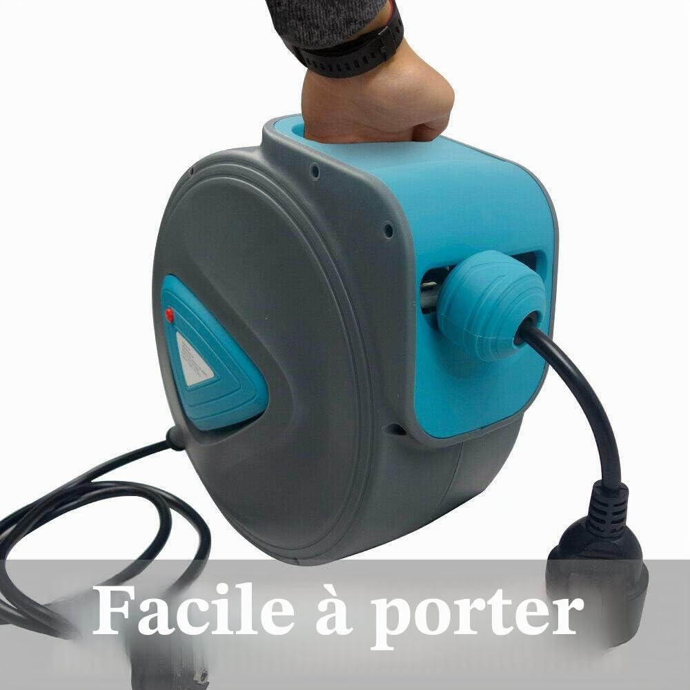 HENGMEI Enrouleur automatique de câble Automatique Murale câble de 20m Rallonge 180° support de fixation mural