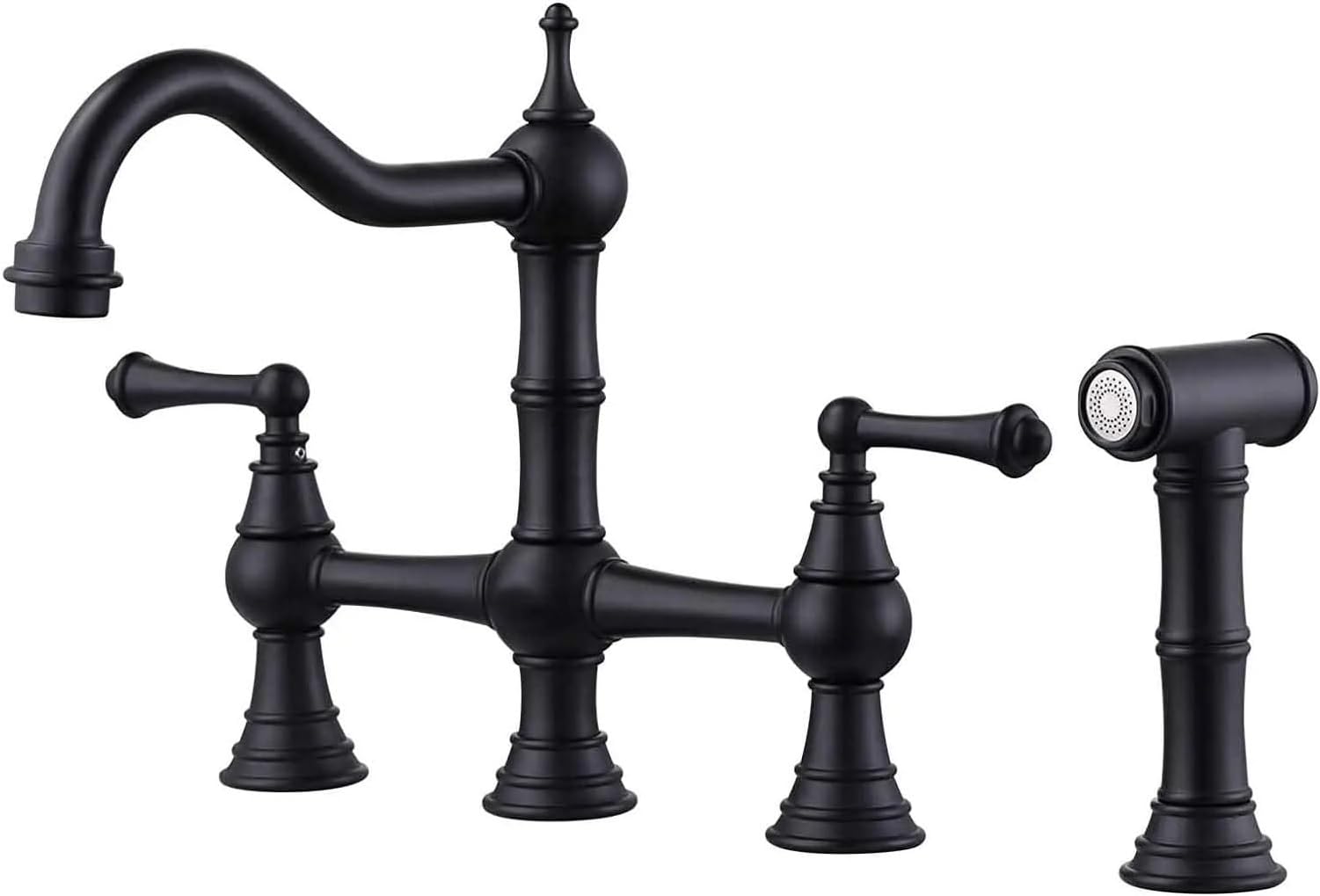 Faucet, Bridge Two-Handle Kitchen Mixer with Pull-Out Side Spray, Elegant and Functional Design Sprayer with Side Spray, hot and Cold Water Mixer Compatible with Easy Washing and Cleaning, Sprayer wi