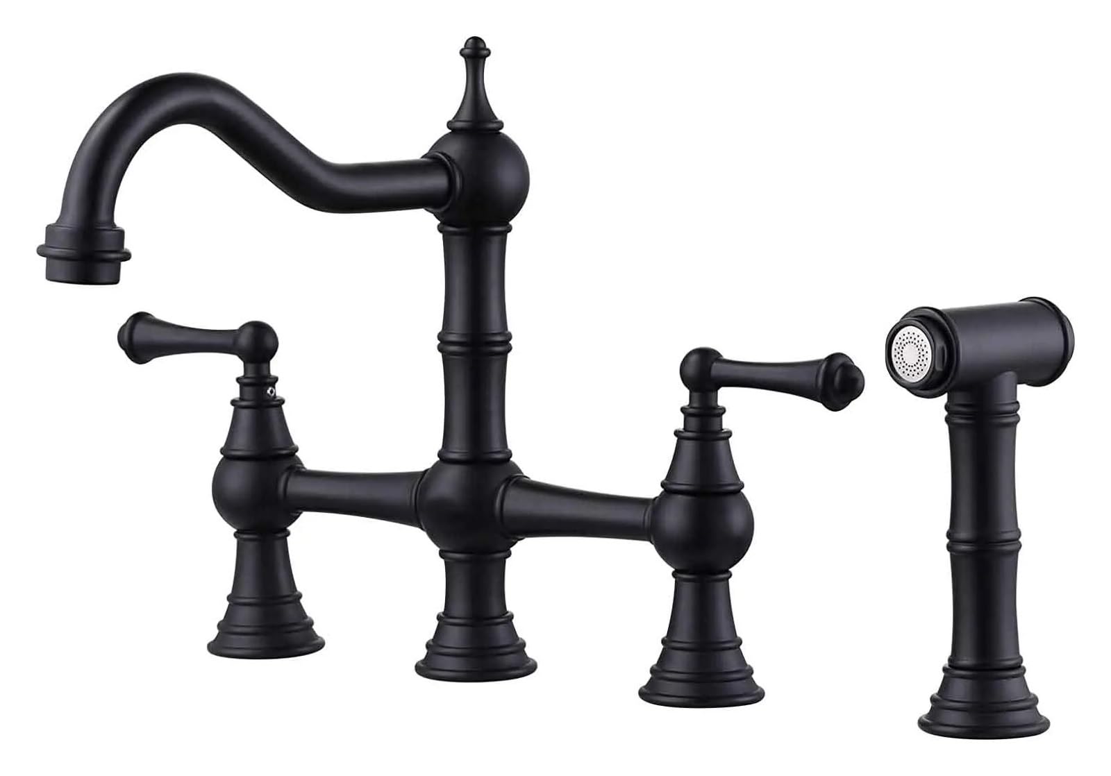 Faucet, Bridge Two-Handle Kitchen Mixer with Pull-Out Side Spray, Elegant and Functional Design Sprayer with Side Spray, hot and Cold Water Mixer Compatible with Easy Washing and Cleaning, Sprayer wi