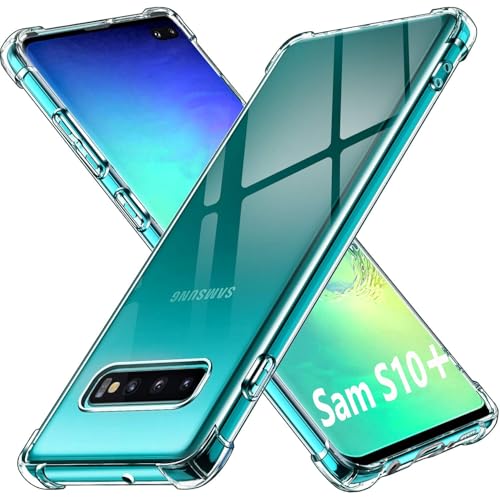 Image of Lustree Back Cover Transparent Case Compatible with Samsung Galaxy S10 Plus | Clear + TPU Case with 4 Corner Air Cushion Protection & Camera Protection | Slim& Stylus Cover