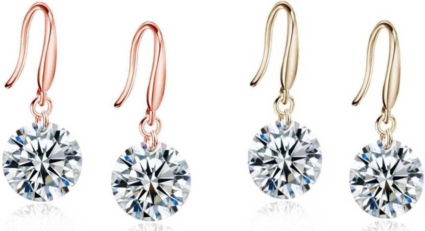 Image of Nilu's Collection Enchanting Light Weight Cubic Zircon Crystal Drop Earrings for Women and Girls, for Daily Use, Office Use
