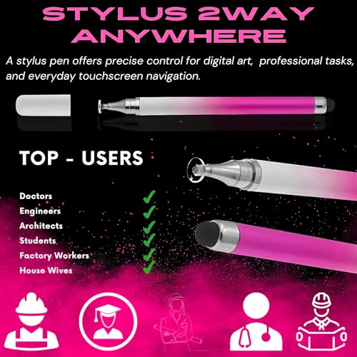Image of 2-Way Dual-Sided Stylus Pen for All Touch Screen Devices Android Mobile Phones Tablets Pads Smartphones - Pink Gradient