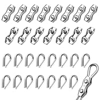 Nadisean 30 Stück Drahtseilklemme 3mm, M3 Seilklemme Set mit 15 Stück Seilklemmen 3mm & 15 Stück Drahtseil Kauschen 3mm, Edelstahl 304 Kabelklemme für 1.5-2mm Drahtseil Stahlseil Wäscheleine Fixiert