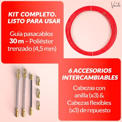 Guía pasacables profesional de poliéster monofilamento con puntas M5 5