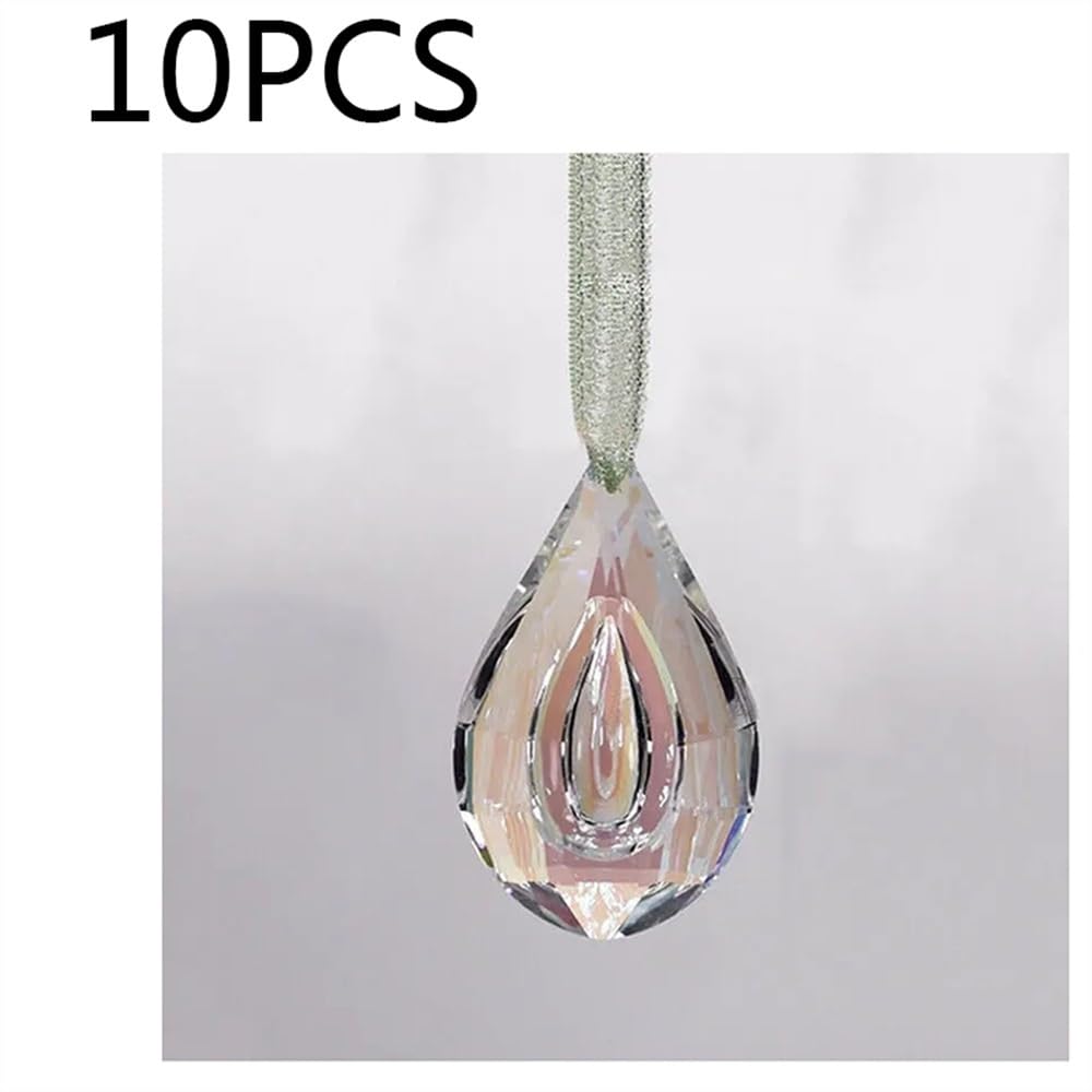Wiszące kryształy, pryzmaty, 10 szt., 76 mm, AB, kolorowe kryształy, pryzmat, żyrandol, lampa wisząca, dekoracja, wiszące kryształy do dekoracji (przezroczysty AB)