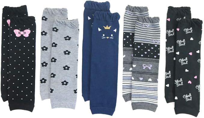 Amazon Co Jp ベビー キッズ 女の子 レッグウォーマー ガーリーシック モノトーン フリーサイズ 5足セット 服 ファッション小物