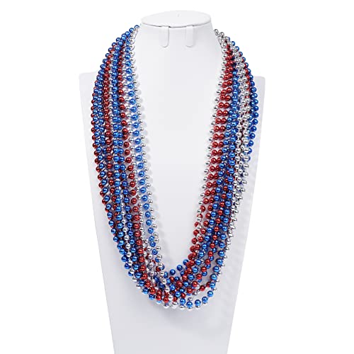 YAXINRUI-15-Pcs-4th-of-July-Necklace-Patriotic-Beads-Necklaces-4th-of-july-Accessories-33-Inch-Independence-Day-Patriotic-Beads-Necklaces-4th-of-July-Beads-for-Patriotic-Parade-Party