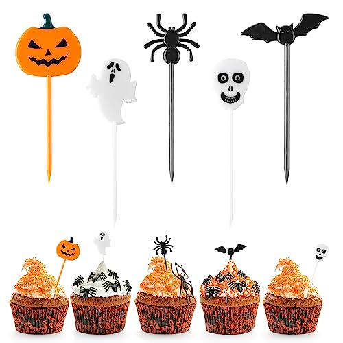 GlyinnHe 50PCS Halloween Picks Cupcake Toppers - Plastic Toothpic...