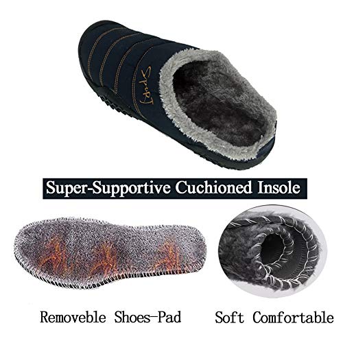 Asifn Womens Mens Slippers House Winter Slip on Shoes Warm Fur Lined Snow Plush Waterproof Indoor/Outdoor4