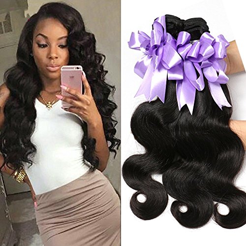 Aliglossy Hair 8A Brazilian Virgin Hair Body Wave 3 Bundles 100% Human Hair Weaves Extensions Natural Color Weave Bundles Unprocessed Virign Hair Weft (12 12 12)
