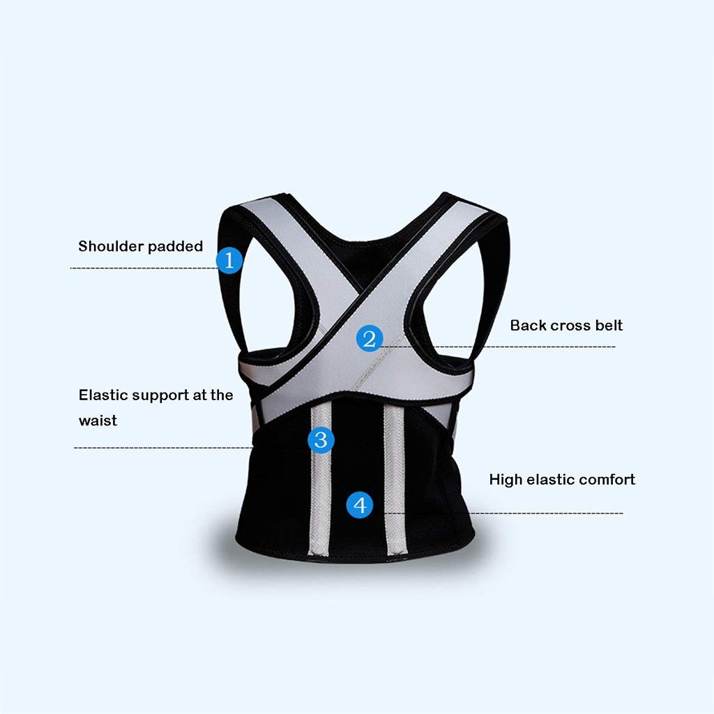 Corrector de postura, alta elasticidad, transpirabilidad, hombro, acolchado, soporte de espalda integrado, refuerzo de postura, unisex (negro) (talla : L) bueno