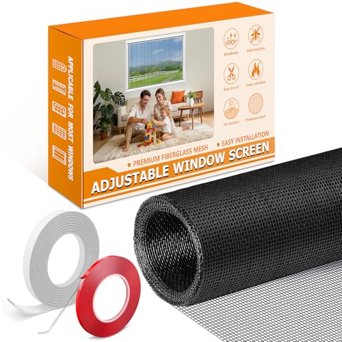 MLEJU Mosquiteras para Ventanas - 110x130 cm Fibra de Vidrio Recortable - Protección con Cinta Autoadhesiva - Se Retira Sin Rastros - Montaje Fácil y Sin Taladro - Mosquitera con Marco PVC Blanco