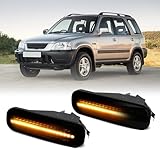 KACEPAR Front Side Fender Turn Signal Repeater Lamps, Amber LED Side Marker Lights, 1995-1999 Compatible with Honda Ballade, Hatchback Sedan Civic 2/3/4DR CR-V - Smoke Lens Dynamic Light