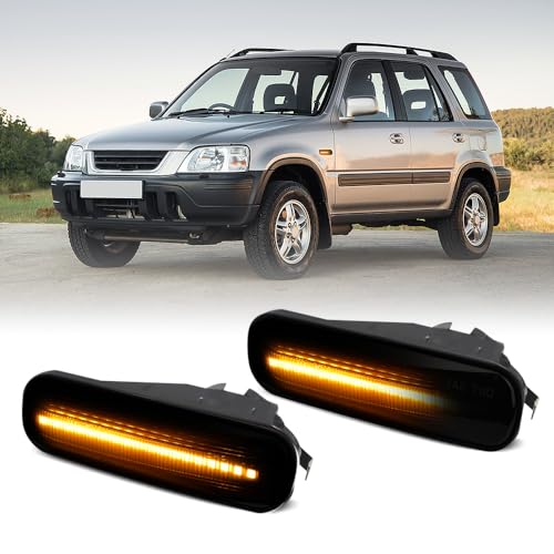 KACEPAR Front Side Fender Turn Signal Repeater Lamps, Amber LED Side Marker Lights, 1995-1999 Compatible with Honda Ballade, Hatchback Sedan Civic 2/3/4DR CR-V - Smoke Lens Dynamic Light
