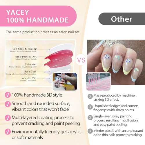 Yacey Handmade Press On Nails – Medium Coffin False Nails for Women - image 4