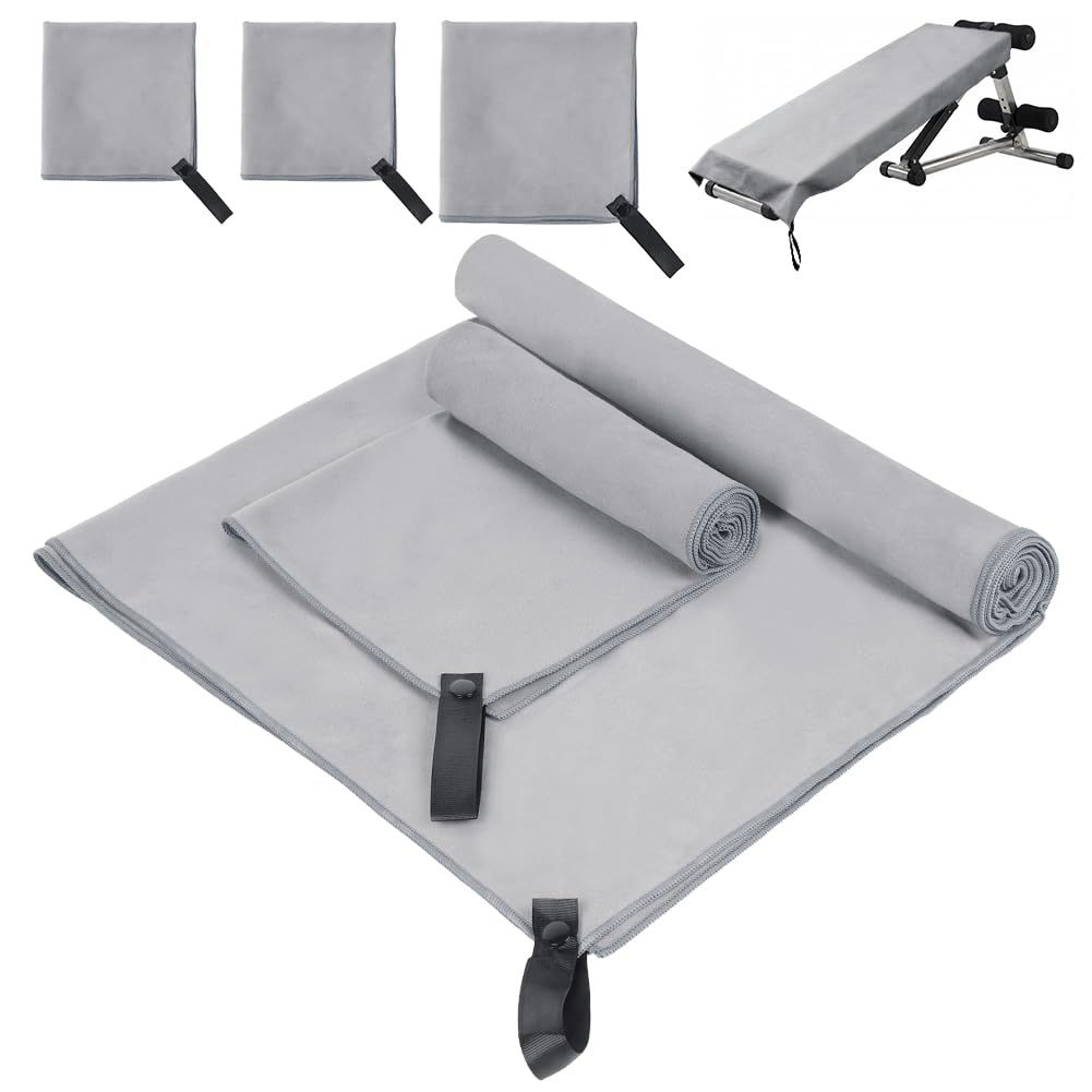 Aolso Set di 3 Asciugamani Microfibra, 160x80cm da Bagno Grande, 2 Pezzi 80x40cm Palestra, Asciugatura Rapida Asciugamano Palestra per Viaggi Spiaggia Yoga Sauna(Grigio)