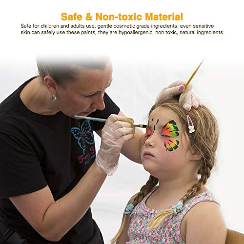 Loijon Kit de Pintura de Rosto 18 Cores Lavável à Base de Água Pintura Corporal Com 2 Pincéis Paleta
