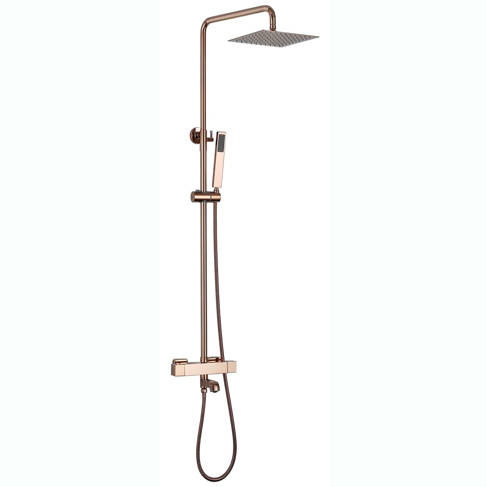 Système de douche thermostatique or rose anti-brûlure avec douchette