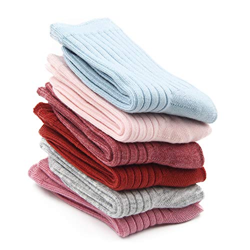 HowJoJo Girls Wool Socks Kids Crew Seamless Winter Warm Thermal Socks 6 Pack2