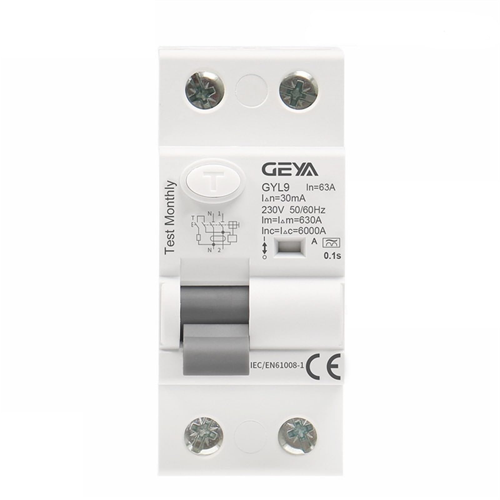 Disjoncteur différentiel 2P 40A 30mA GYL9 Type AC pour tableau électrique