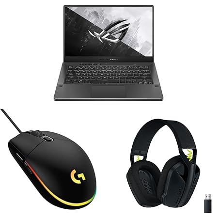 ASUS ROG Zephyrus Gaming Laptop (AMD R9 5000/16GB RAM/ 1TB SSD Storage/3060 Graphics)+Logitech G G102Wired Gaming Mouse+Logitech G435 Gaming Bluetooth Wireless Over Ear Headphones with Mic - Black