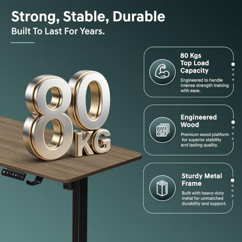 Image of Neurac Velocity Height Adjustable Table, Claire Ork, 120x60cm | 80-100 Kg Weight Capacity 5 Year Warranty Sit-Stand Table 3 Memory Preset