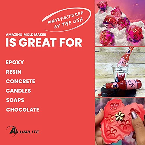 Alumilite Amazing Mold Maker [8 fl oz A + 8 fl oz B (16 ounces) 2-Part Mix] Platinum Fast-Cure Silicone Molding Compound Casting DIY Epoxy, Resin, Concrete, Cosplay & Food | Flexible Liquid Rubber Kit - Thumbnail 4