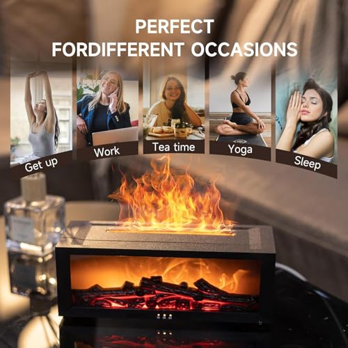 Image of Fireplace Flame Diffuser, Aromatherapy Essential Oil Diffuser, Cool Mist Ultrasonic Aromatherapy Fragrant Oil Humidifier, Night Light Fragrant Oil Humidifier for Bedroom, Office,Home