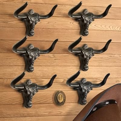 VINLUNM Cast Iron Cowboy Hat Holder, Wall Mount...