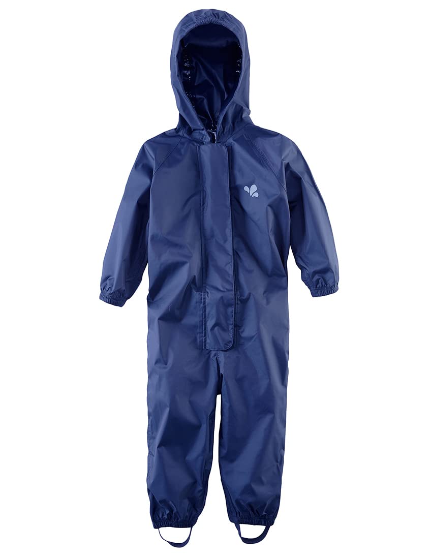 Muddy Puddles Unisex Baby Recycled Originals Waterproof All-in-One Puddlesuit, Navy Blue, 12-18 Months