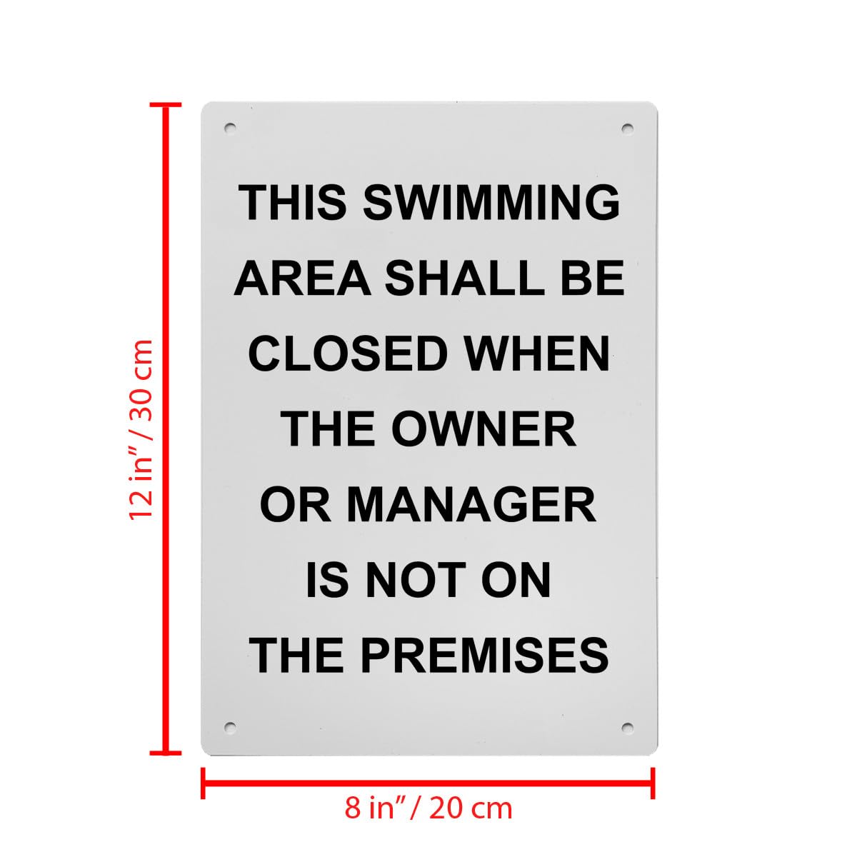 This Swimming Area Shall Be Closed Sign, 8.5 x 11 in
