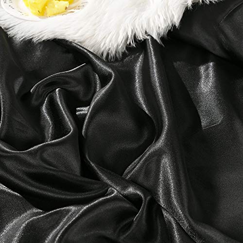 Erosebridal Hotel Black Duvet Cover Full Silk Like Satin Bedding Set Adult Reversible Quilt Comforter Cover Honeymoon Sexy Luxury Soft Lightweight Brushed Bedspreads For Farmhouse Room Decor #TOP4